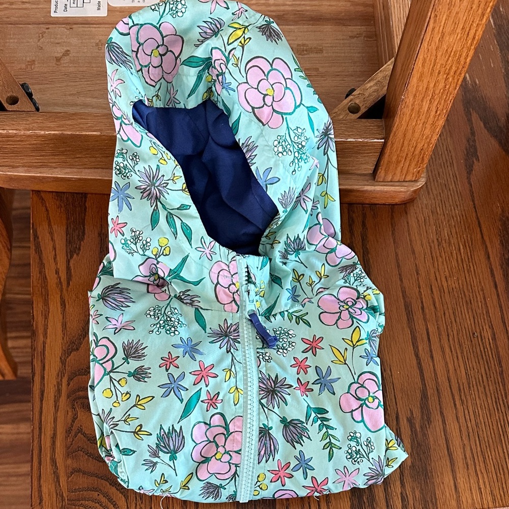 Cat & Jack Floral Raincoat - Mint and Pink